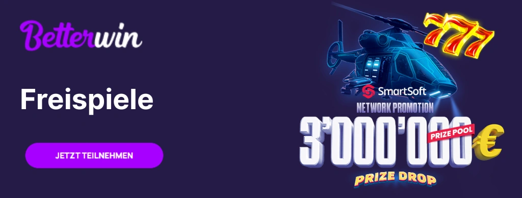 Betterwin Freispiel mit 3 Millionen € Preis-Pool.