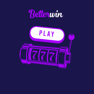 Ein dunkler Hintergrund mit dem Betterwin-Logo oben. Darunter zeigt ein Spielautomat drei „7“, darüber befindet sich ein ovaler Button mit der Aufschrift „SPIELEN“.